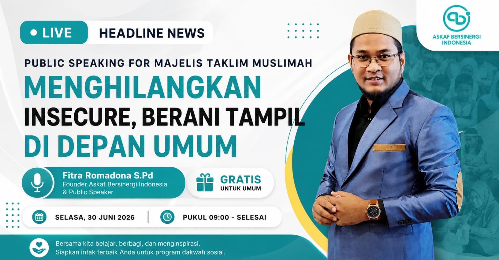 Pelatihan Public Speaking untuk Majelis Taklim Akan Digelar di Graha ASKAF Permata Pamulang